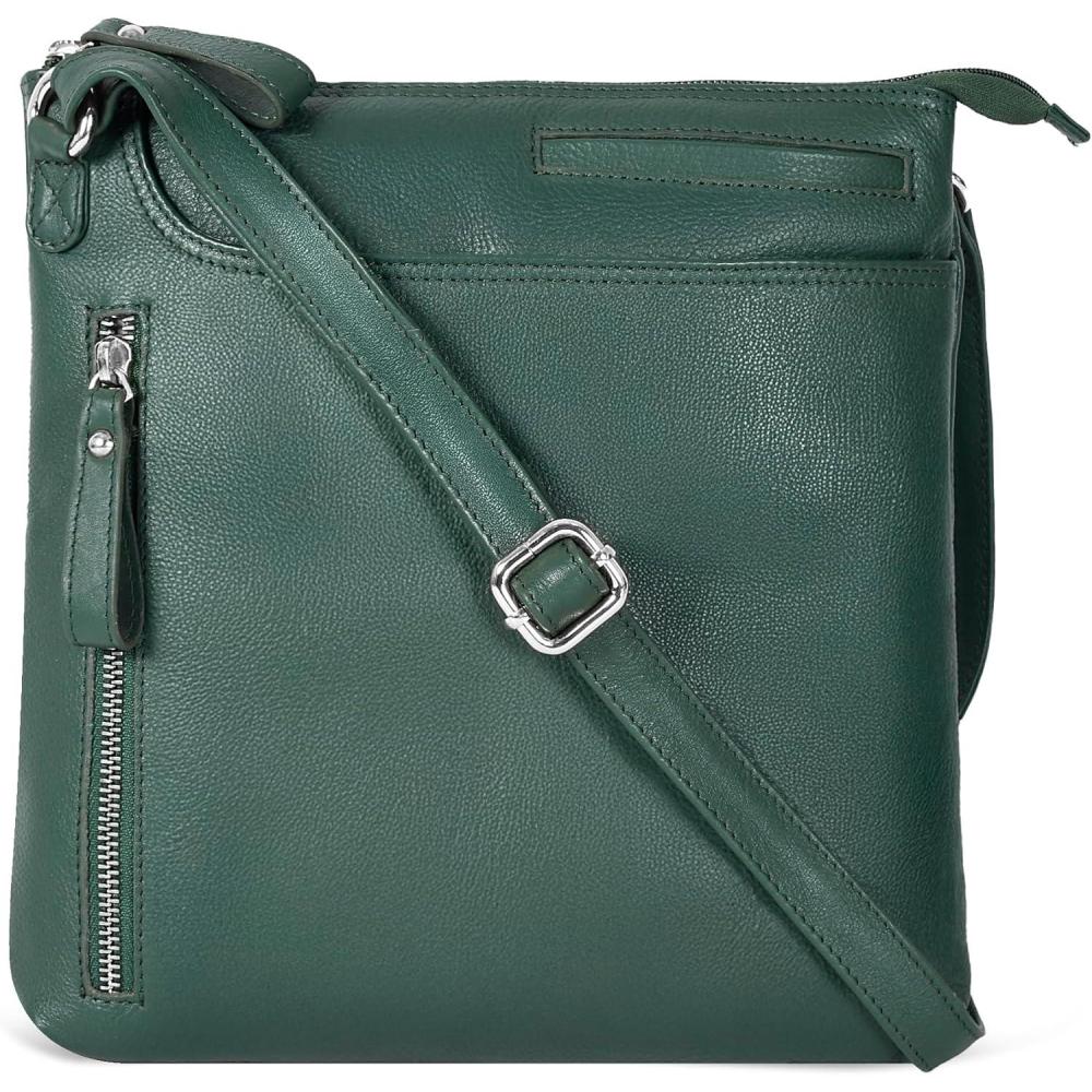 Leather Crossbody Bags for Women – Ladies Sling Handbags – Medium Cross body Purses Handbags – Purses For Women(Smooth Green)