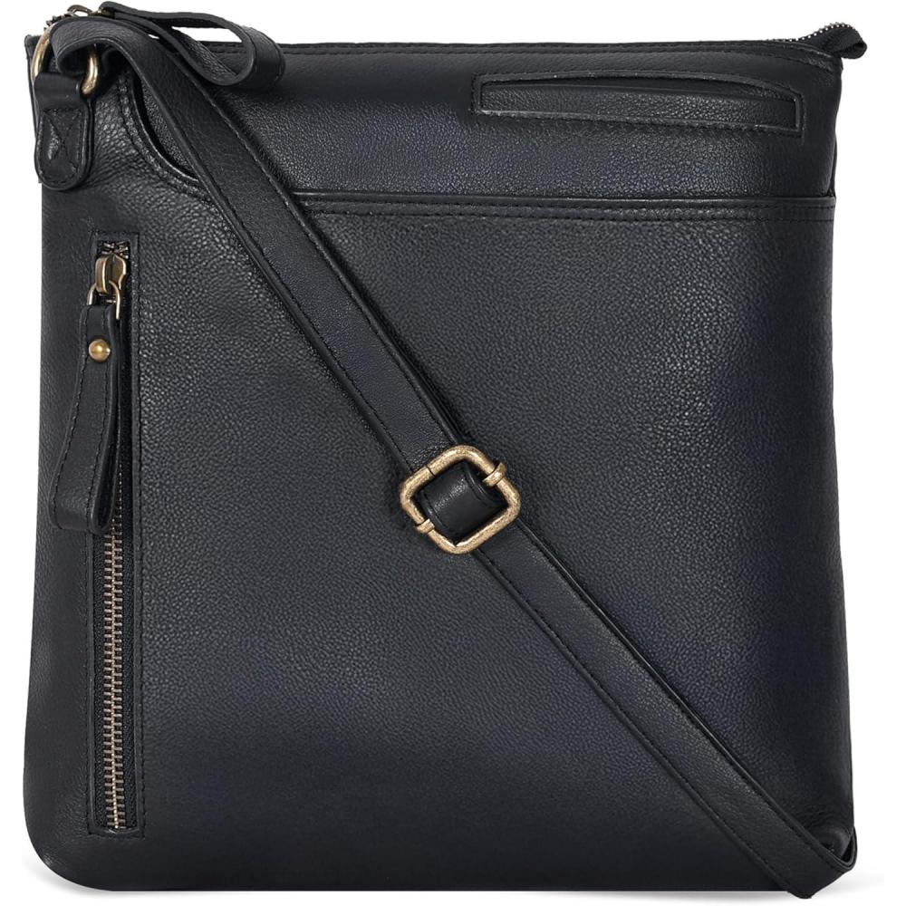 Leather Crossbody Bags for Women – Ladies Sling Handbags – Medium Cross body Purses Handbags – Purses For Women(Black Washed)