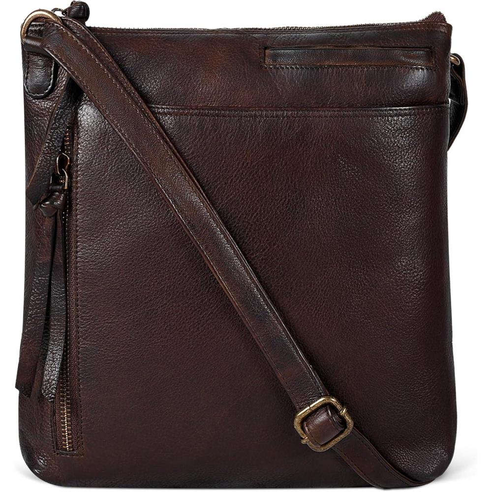 Leather Crossbody Bags for Women – Ladies Sling Handbags – Medium Cross body Purses Handbags – Purses For Women(Washed Brown)
