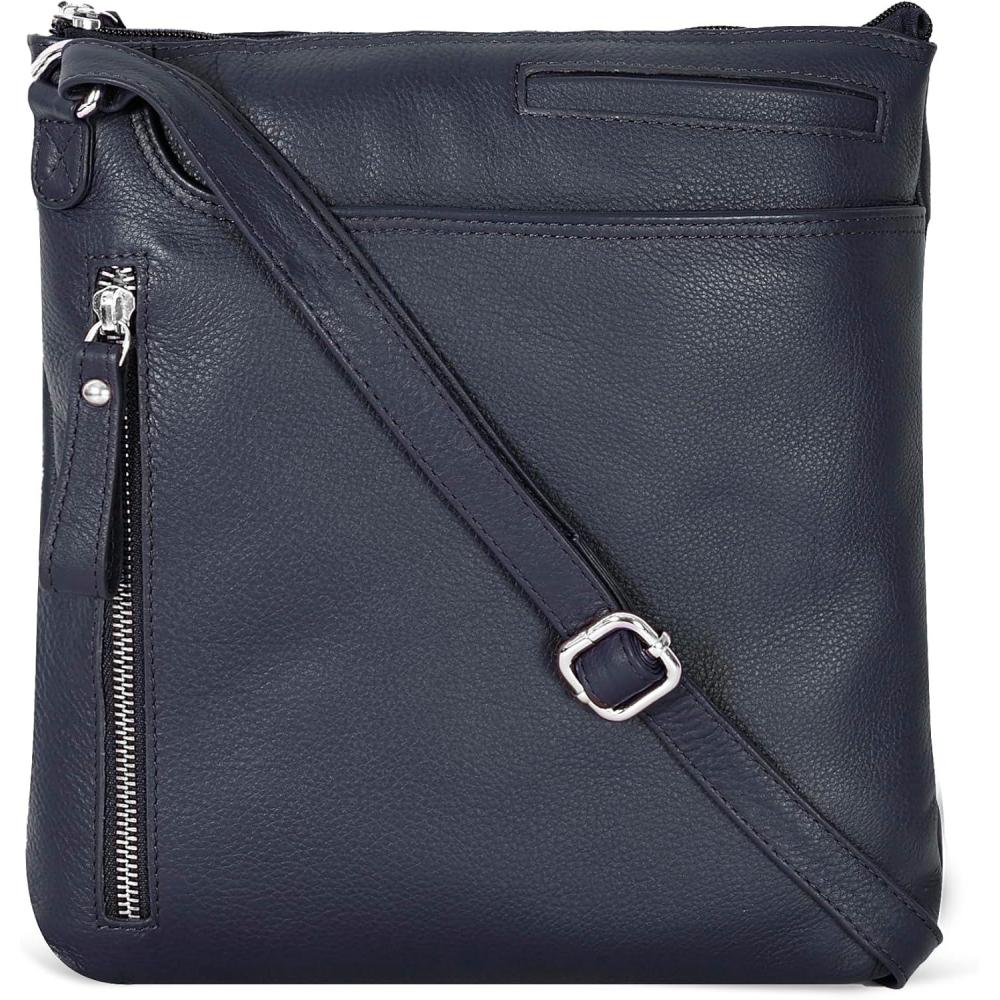 Leather Crossbody Bags for Women – Ladies Sling Handbags – Medium Cross body Purses Handbags – Purses For Women(Smooth Navy)