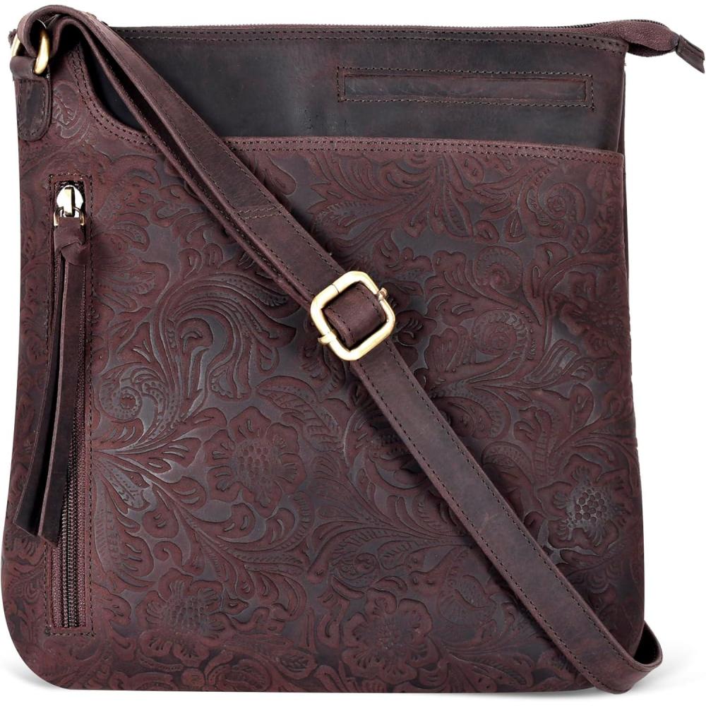 Leather Crossbody Bags for Women – Ladies Sling Handbags – Medium Cross body Purses Handbags – Purses For Women(Dark Brown)