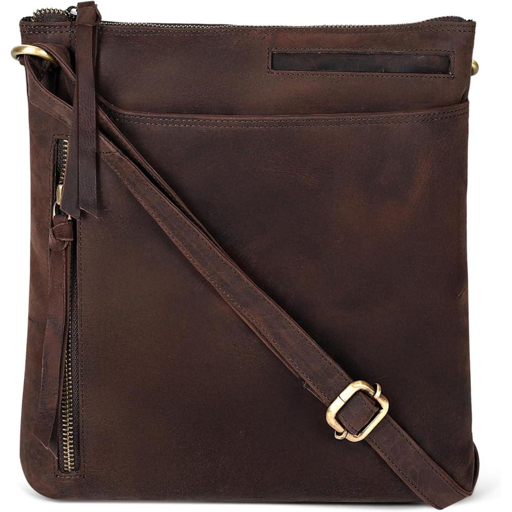 Leather Crossbody Bags for Women – Ladies Sling Handbags – Medium Cross body Purses Handbags – Purses For Women(Vintage Dark Brown)
