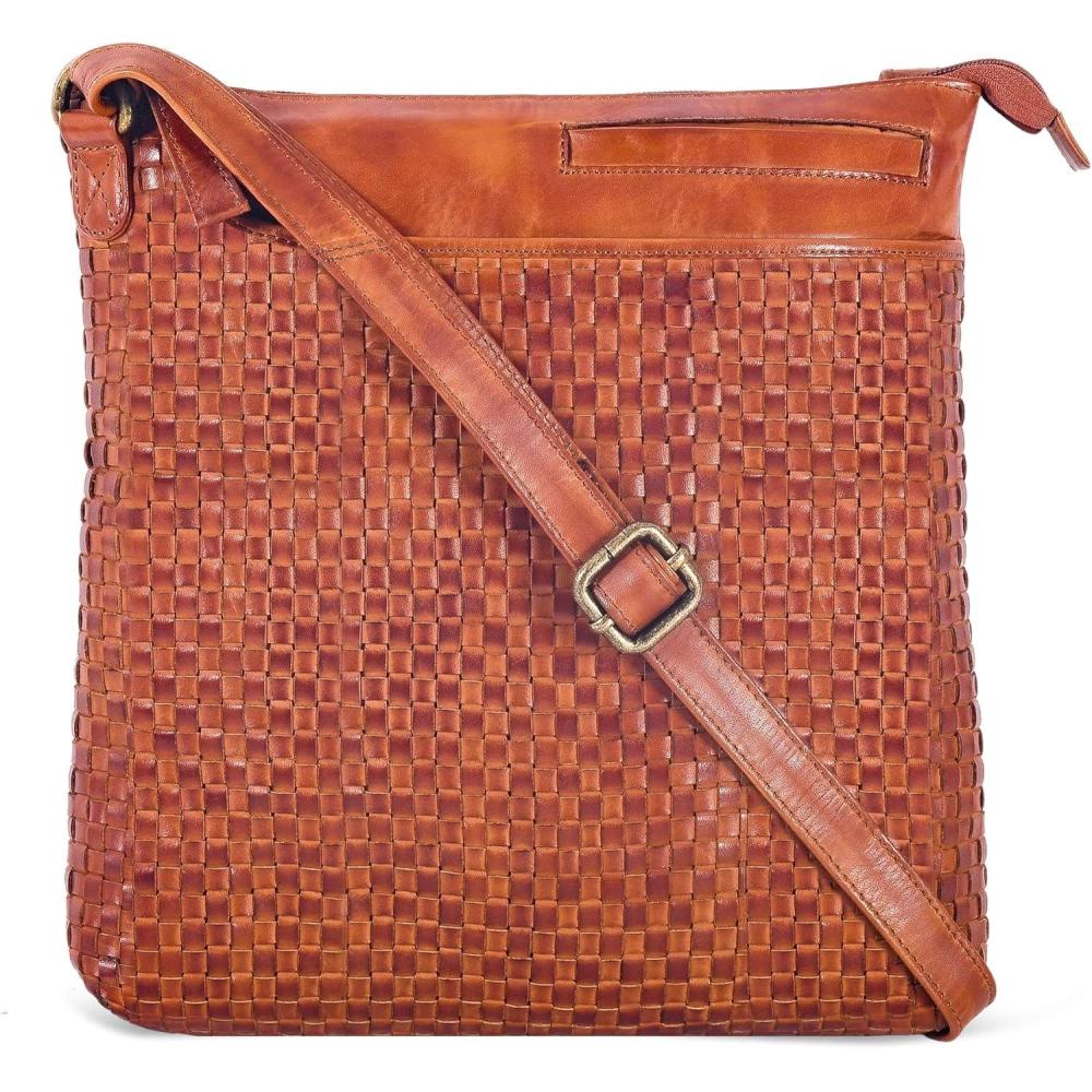 Leather Crossbody Bags for Women – Ladies Sling Handbags – Medium Cross body Purses Handbags – Purses For Women(Cognac 1)
