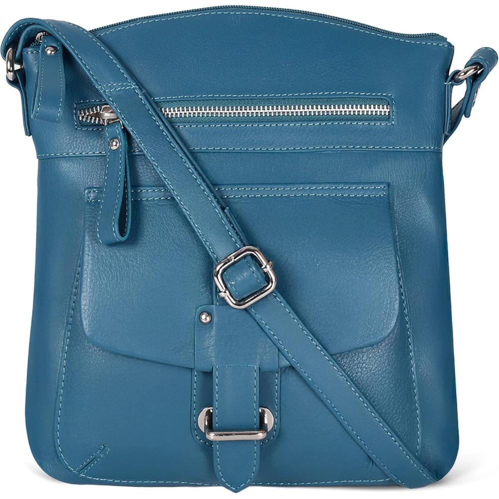 Oak Leathers Leather Crossbody Bag For Women With Adjustable Sling Strap – Medium Size Crossover Shoulder Handbag Purse(Nappa Ottanio)