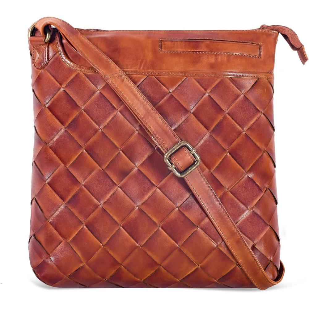 Leather Crossbody Bags for Women – Ladies Sling Handbags – Medium Cross body Purses Handbags – Purses For Women(Cognac 3)