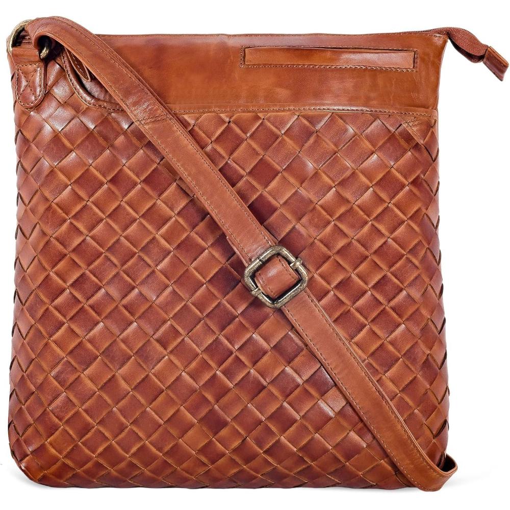 Leather Crossbody Bags for Women – Ladies Sling Handbags – Medium Cross body Purses Handbags – Purses For Women(Cognac 2)