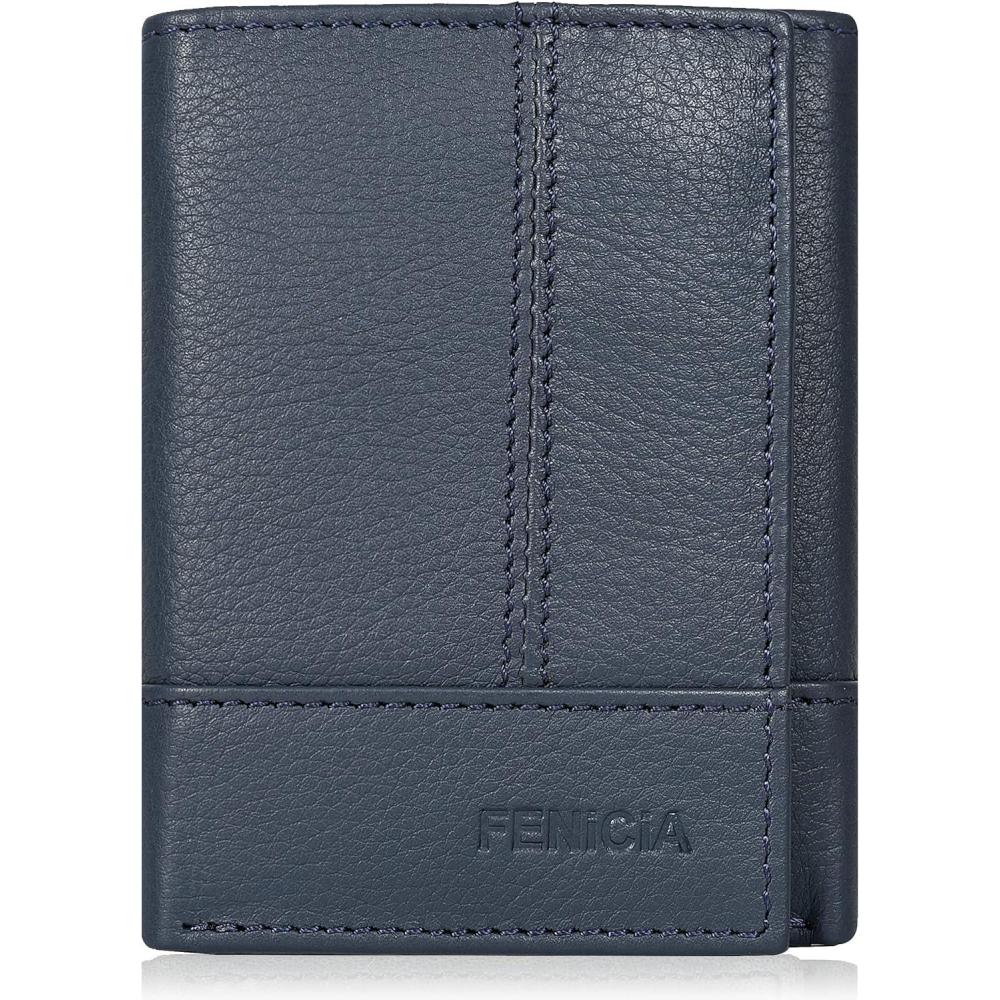 Trifold Handmade Wallet for Men – RFID Blocking Leather Trifold Wallet with Multiple Card Holders