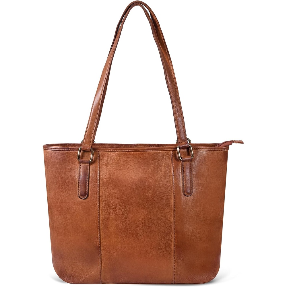 Leather Purse For Women – Real Leather Tote For Women – Ladies Shoulder Handbag For Work, Travel, Casual Use(Tan Washed)
