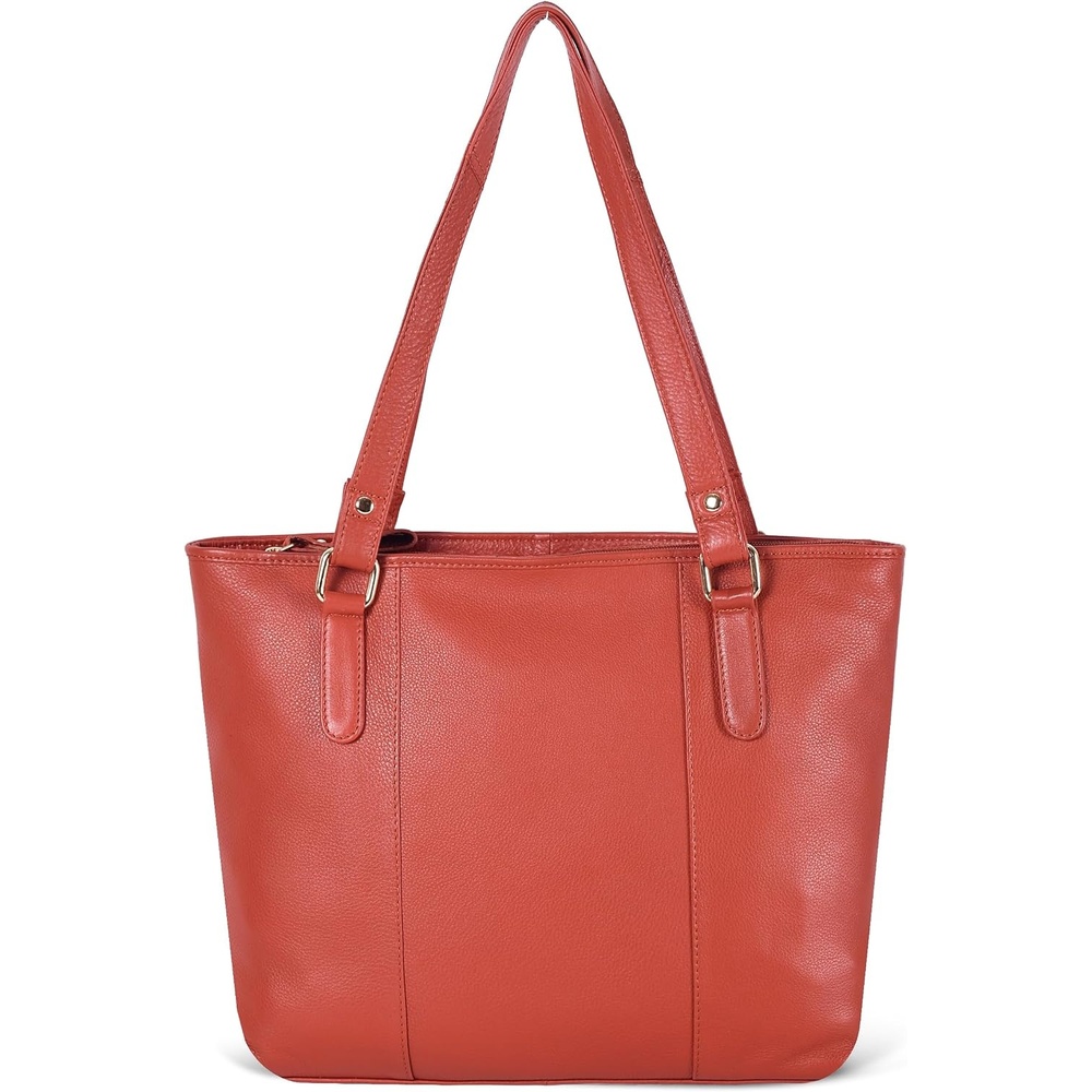 Leather Purse For Women – Real Leather Tote For Women – Ladies Shoulder Handbag For Work, Travel, Casual Use(Nappa Orange)
