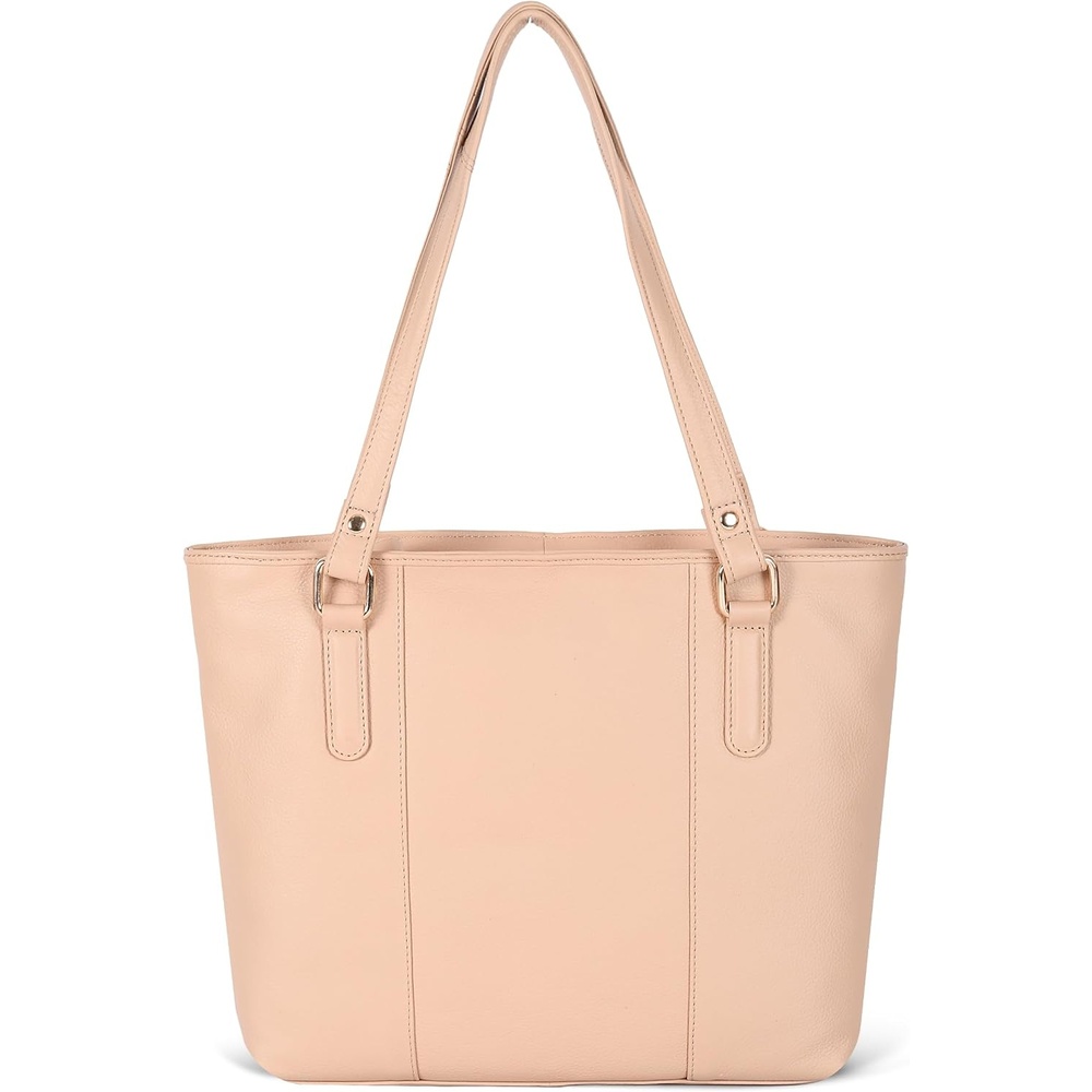 Leather Purse For Women – Real Leather Tote For Women – Ladies Shoulder Handbag For Work, Travel, Casual Use(Nappa Beige)