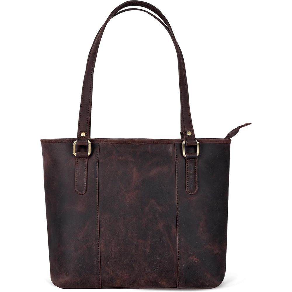 Leather Purse For Women – Real Leather Tote For Women – Ladies Shoulder Handbag For Work, Travel, Casual Use(Deep Brown Vintage)
