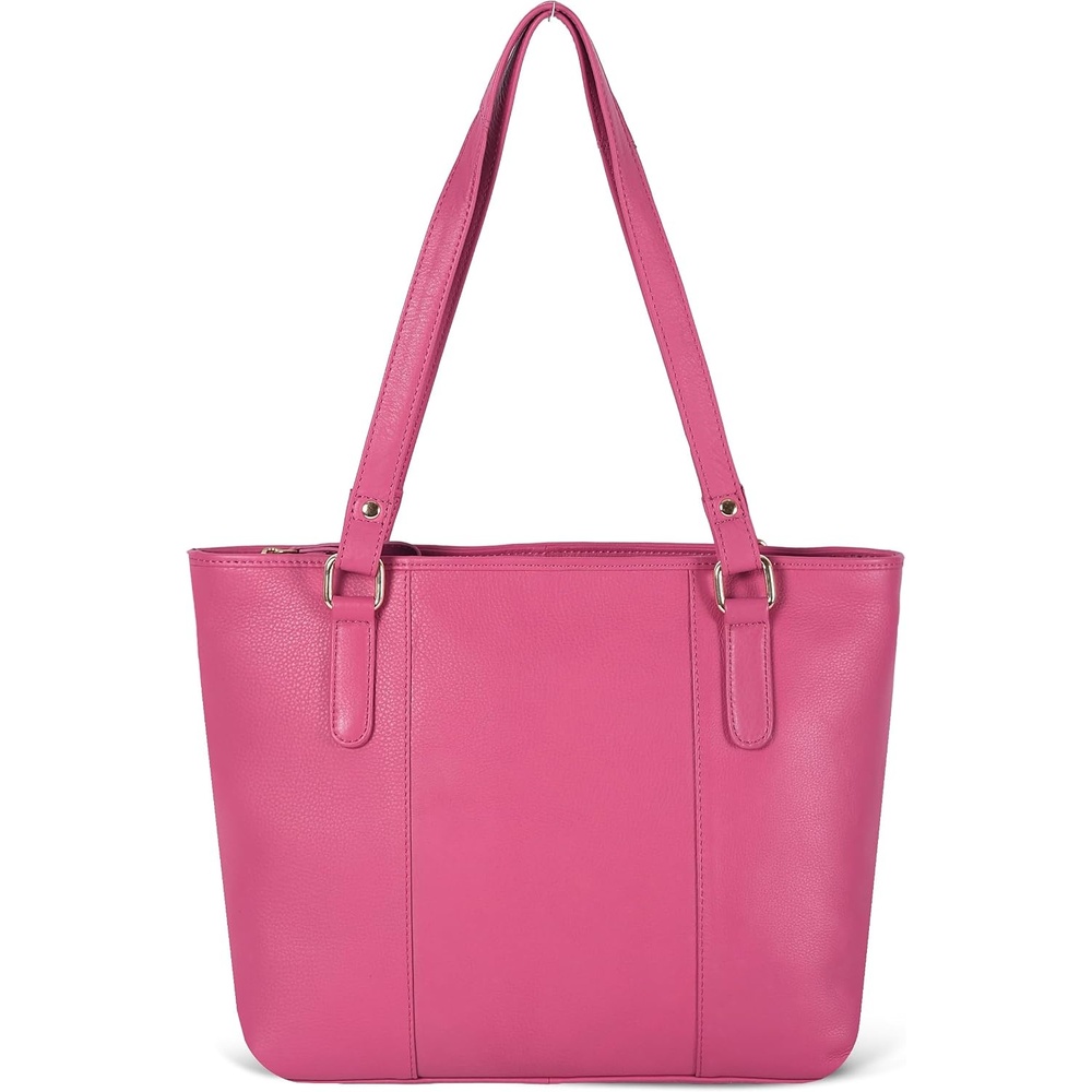 Leather Purse For Women – Real Leather Tote For Women – Ladies Shoulder Handbag For Work, Travel, Casual Use(Nappa Pink)
