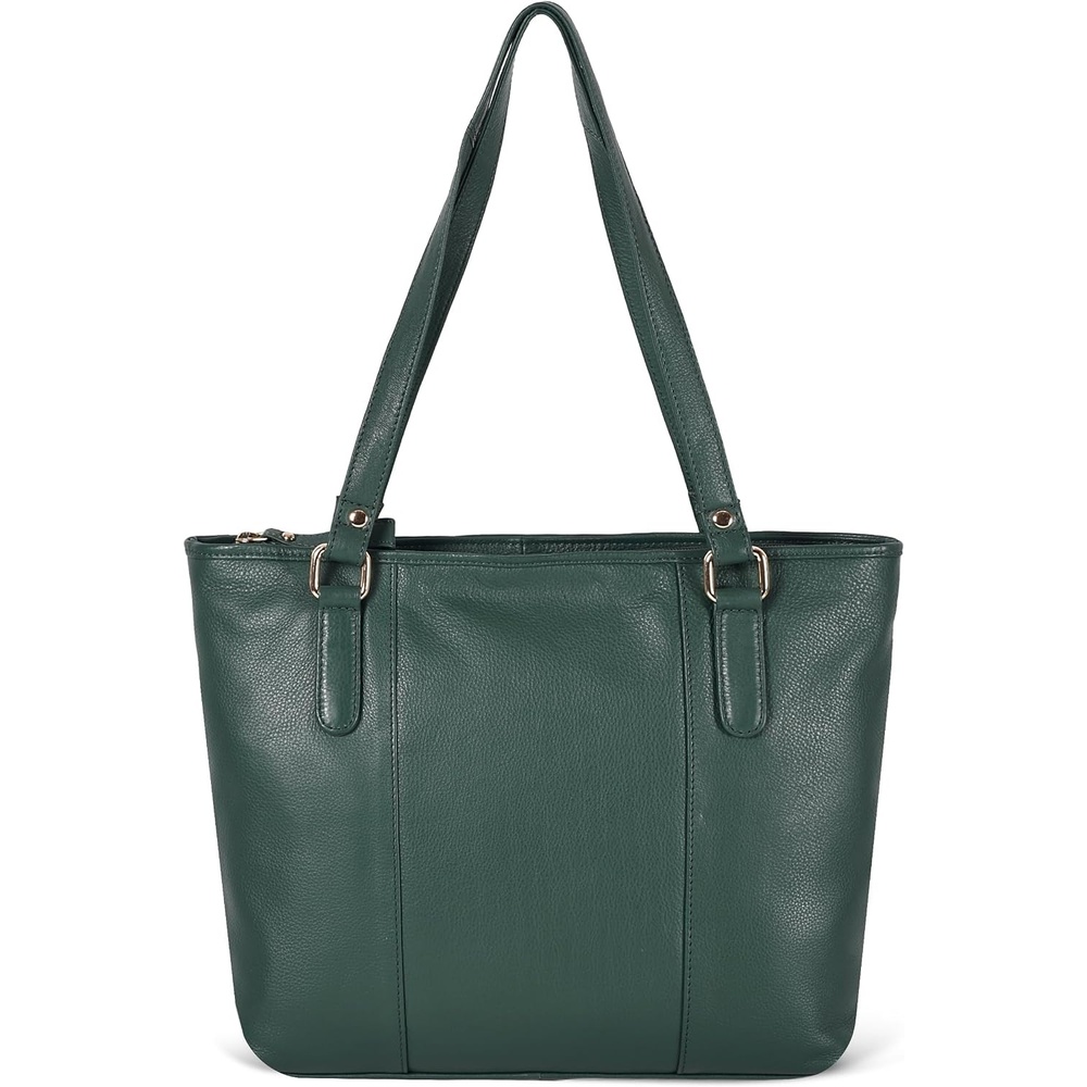 Leather Purse For Women – Real Leather Tote For Women – Ladies Shoulder Handbag For Work, Travel, Casual Use(Nappa Dark Green)