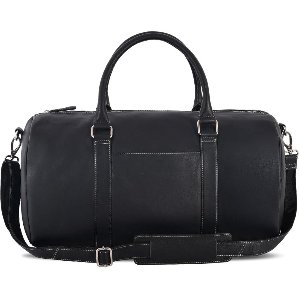 Real Leather Duffle Bag for Men | Vintage Weekender Travel Bag | Overnight Carry-On Luggage | Handmade Leather Gym Bag for Men(Nappa Black)